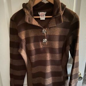 Brown striped active hooded pullover by Avalanche